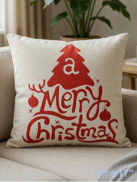 Merry Christmas Print  Cushion W/ Filler